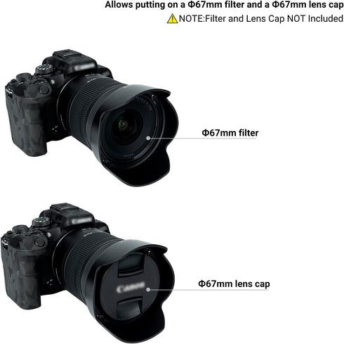 Lens Hood for Canon RF 15-30mm F4.5-6.3 IS STM Lens on EOS R6 Mark II EOS R Series Camera, Reversible Lens Shade Replace Canon EW-73E Lens Hood, C...