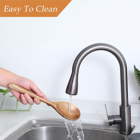Kitchen Wooden Cooking Spoon, Solid Acacia Wood Serving Spoons for Mixing Stirring, Nonstick Kitchen Utensils Tableware Ladle Scoop for Soup Stews...