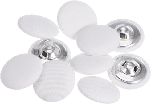 10pcs 40L Fabric Cloth Covered Button 25mm Round Metal Shank Sewing Buttons for Suits Dress Blouses, White...