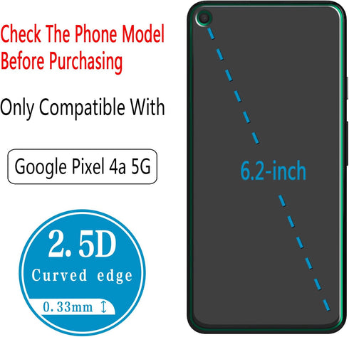 HPTech (2 Pack) Designed for Google Pixel 4a (5G) Tempered Glass Screen Protector, Anti Scratch, Bubble Free......