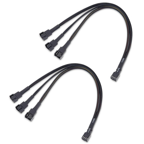 Cable Matters 2-Pack 3 Way 4 Pin PWM Fan Splitter Cable - 12 Inches / 30cm, 1x PWM-Controlled Fan with 2 Follower Fans, PC Fan Splitter 1 to 3 Con...