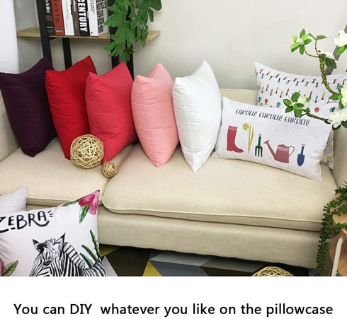 Thmyo 4-Pack 100% Cotton Lumbar Comfortable Solid Decorative Throw Pillow Case Rectangle Cushion Cover DIY Pillowcases for Sofa Bed(Only Covers,No...