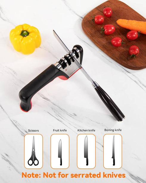 Brigii 4-in-1 Knife Sharpener, Kitchen Knife Accessories for Ceramic Knives, Steel Knives and Scissors, Aiding in Repair, Restoration, and Polishi...