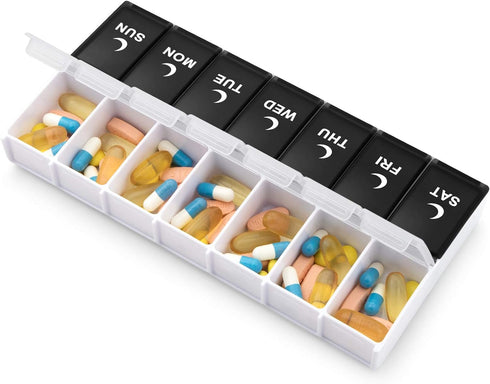 DANYING Large Pill Organizer 2 Times a Day, Weekly Box Per AM PM Case, Day Night Container 7 Vitamin Case Twice...
