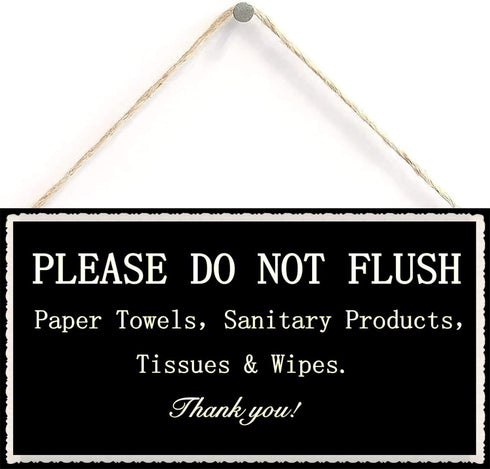 Please do not throw anything in the toilet other than toilet paper Thank You - Septic Tank Notice Small Toilet Plaque 12 inch by 6 inch...