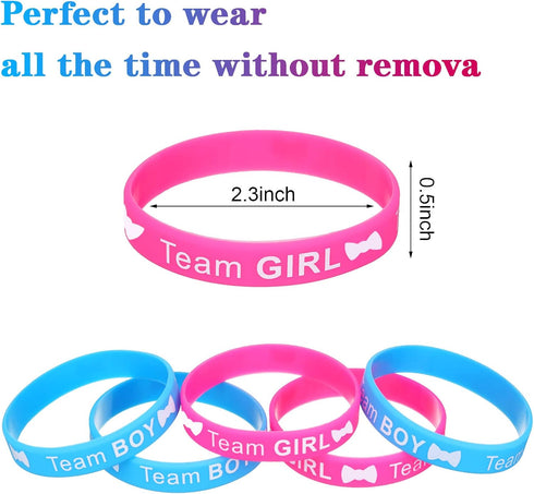 WILLBOND 72 Pcs Gender Reveal Decorations - 36 Team Boy or Girl Pins and 36 Bracelets for Party Supplies, Baby Shower Games...
