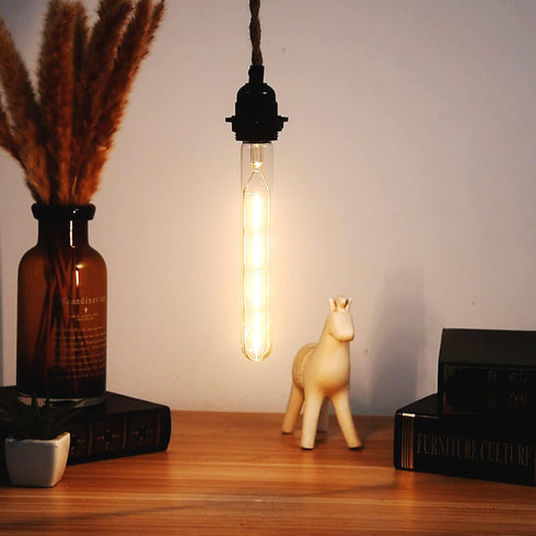 Leools Vintage LED Filament Bulb T10, 8.9inch Long Tubular Dimmable Edison Light Bulbs,E26 Base,Amber Glass,Warm White,2700K, 400LM(40W Equivalent...