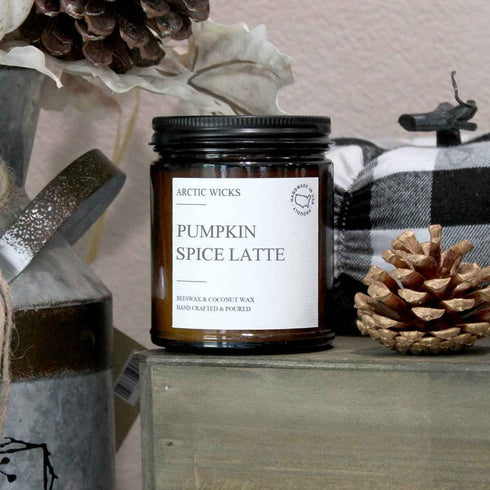 Pumpkin Spice Latte Candles | Arctic Wicks Scented Candles Coconut & Beeswax Candles | 9oz Amber Non-Toxic Candle Fall Decor Candles Gifts Pumpkin...