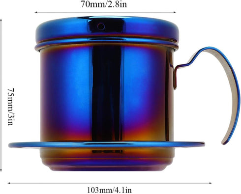 Coffee Drip Filter Pot Stainless Steel Vietnamese Style Coffee Maker Pot Coffee Drip Brewer for Home Kitchen Office Outdoor(blue)...