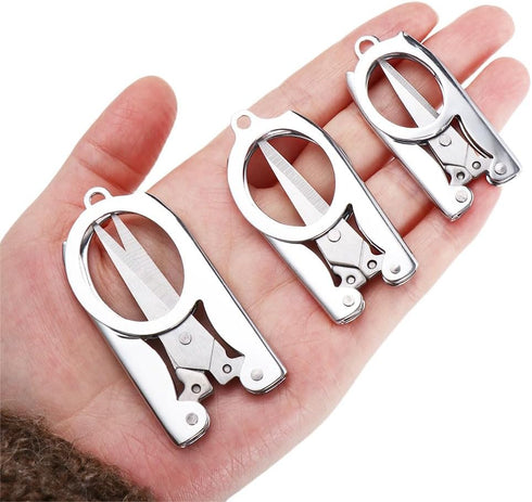 3pcs Folding Scissors,Portable Mini Travel Trip Scissors,Folding Scissors Office Travel Embroidery Pocket Stainless Steel Student Foldable Fishing...