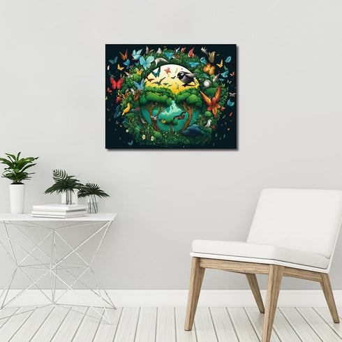 Paint by Number for Adult, Beautiful Butterfly and Birds Painting by Number Kits On Canvas, DIY Tree Paint by Numbers, Oil Painting Acrylic Paints...