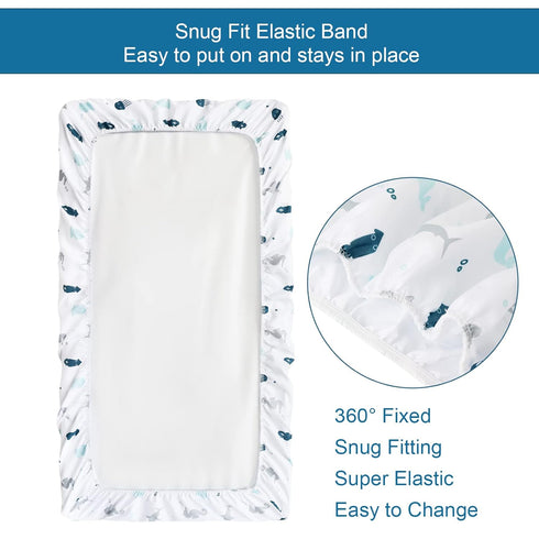 Changing Pad Cover for Boys Girls 2 Pack, Comfy & Breathable Changing Table Cover for 32''x16" Changing Table Pads, Diaper Changing Pad Cover, Aqu...