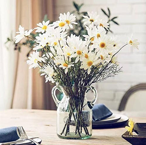 10pcs Artificial Daisy Flowers Flower Arrangements for Home Hotel Office Wedding Party Garden Craft Art Decor Each Approx 21" High No Vase White...