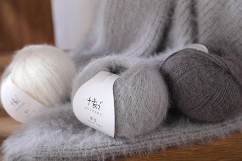 Snowbaby Wool Acrylic Blend Long Pile Yarn,(Worsted) Warm and Luxurious Fuzzy Yarn for Knitting and Crocheting DIY Hats Scarves Sweaters, 2 * 3.52...