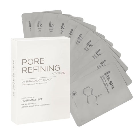 A TYPICAL Pore Refining Skin Care Fiber Face Mask Set Infused with 2% Salicylic Acid- Hydrating Facial Mask to Remove Acne, Unclog Pores, Moisturi...