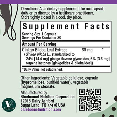 BlueBonnet Ginkgo Biloba Leaf Extract Supplement, 30 Count...