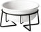 Ceramic Raised Cat Dishes or Small Dog Bowl with Metal Stand 12 Ounces, Pet Food or Water Bowls, White...
