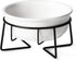 Ceramic Raised Cat Dishes or Small Dog Bowl with Metal Stand 12 Ounces, Pet Food or Water Bowls, White...