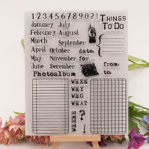Things to Do Clear Stamps for Card Making Calendar Month Transparent Silicone Stamp DIY Scrapbooking Supplies Embossing Paper Card Album...