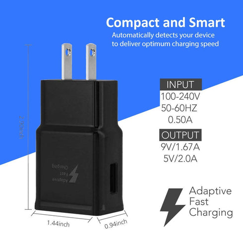 2-Pack Adaptive Fast Charging Wall Charger and 6.6-Feet USB Type C Data Cable Kit Compatible with Samsung Galaxy S22/S21/S20/S10/S9/S8/Note 20/Not...