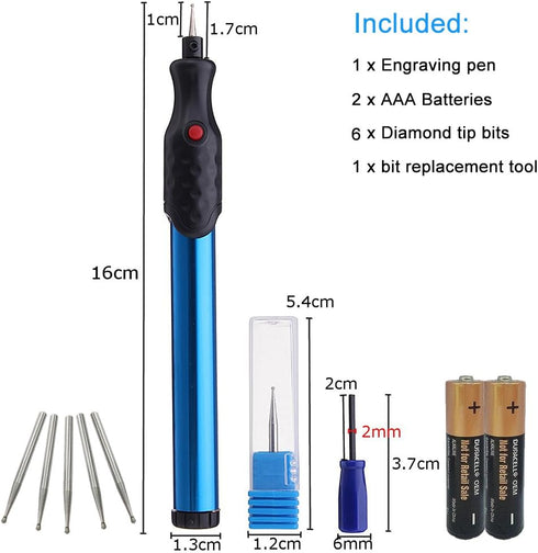 FOLAI DIY Pen Electric Engraving Tools for Jewellery Making,Metal, Glass with Replaceable Diamond Tip Bits,...