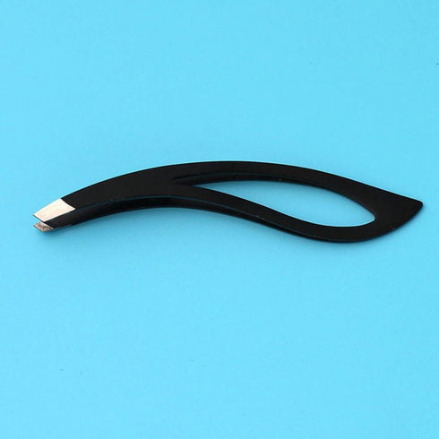 1Pc Black Tweezers, Curve Stainless Steel Hollowed Leaf Eyebrow Tweezer Women Hair Remove Clip Tool - A, (1220459-Gaweb1) Small in Size,Use Safety...