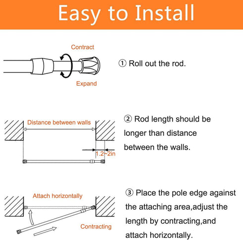 2 Pack Small Tension Rods 15.7 in to 28 Curtain Rods Window Rods in Extendable Width Spring Cupboard Bars for Kitchen Utensils, Closet, and Cabine...