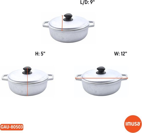 IMUSA 2.6 Quart Traditional Natural Made in Colombia Caldero with Lid for Cooking and Serving, Silver...