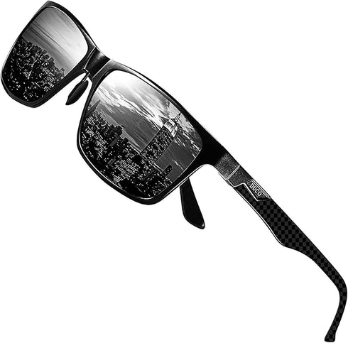 DUCO Mens Sunglasses Polarized Rectangle Sunglass for Men Lightweight Carbon Fiber UV400 Protection 8206...