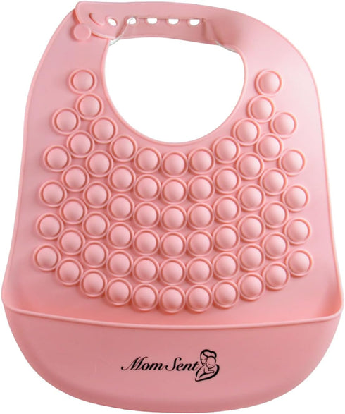 Momsent Silicone Bib for babies and toddlers. Sensory Fidget Popper Adjustable, waterproof, BPA Free. (Pink, blue)...
