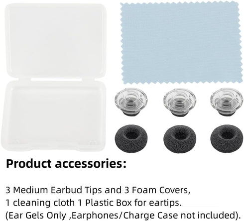Earbud Tips Replacement Compatible with Plantronics Voyager Legend Headphones 3 Pcs Earbuds Ear Gels Tips and 3 Pcs Foam Compatible with Voyager L...