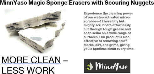 12 Pack 4.6” x 2.5” x 3/4” Magic Sponge Erasers Infused with Scouring Nuggets, 10x Durability vs Traditional Erasers, Advanced Cleaning for Bathro...