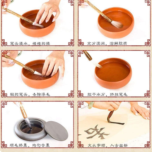 Semli Shanlian Hubi Chinese Calligraphy Brush Sumi Painting Set for Beginner Watercolor Drawing Kanji Brush Set...
