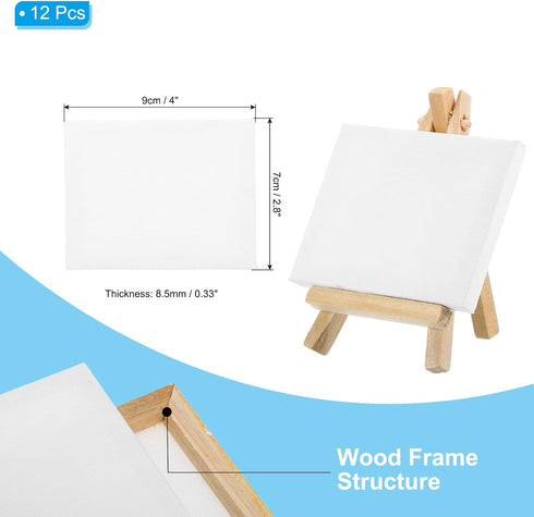 PATIKIL 4x2.8 Canvas Boards for Painting, 12Pack Cotton Wood Frame Rectangle Triple Primed Stretched Blank Canvas Panel for Acrylic, Oil, Tempera ...