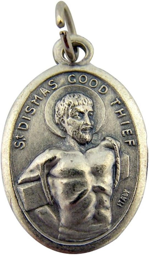 Silver Tone Saint St Dismas The Good Thief Medal Pendant, 1 Inch...