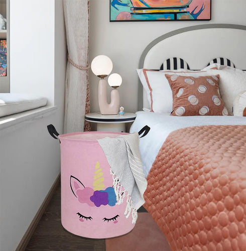Round Laundry Hamper Storage Basket Laundry Organizer Hamper Storage Bins Clothes and Toys Box Nursery Hamper Gift Basket For Kids with Handles...