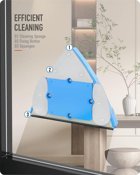 Baffect Adjustable Magnetic Window Cleaner Refill, 10 Sets Replacement Pads and Blades Refill Replaceable Triangle Sponge and Rubber Strip Replace...