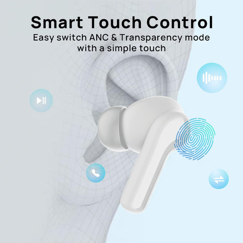 True Wireless Earbuds, Bluetooth 5.1 Active Noise Cancelling Headphones, Sliding Design Charging Case 500mAh, IPX4 Waterproof, Deep Bass Built-in ...