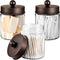 3PC Farmhouse Decor Qtip Holder Apothecary Jars Bathroom Vanity Storage Organizer -Countertop Canister Plastic Container &Cute Stickers for Cotton...