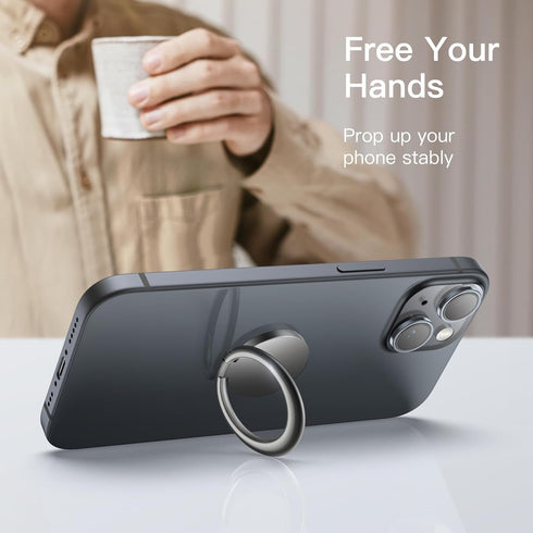 JETech Cell Phone Ring Holder, 360 Degree Rotation Metal Finger Grip Adjustable Cellphone Stand for Magnetic Car Mount, Compatible with iPhone, Ga...