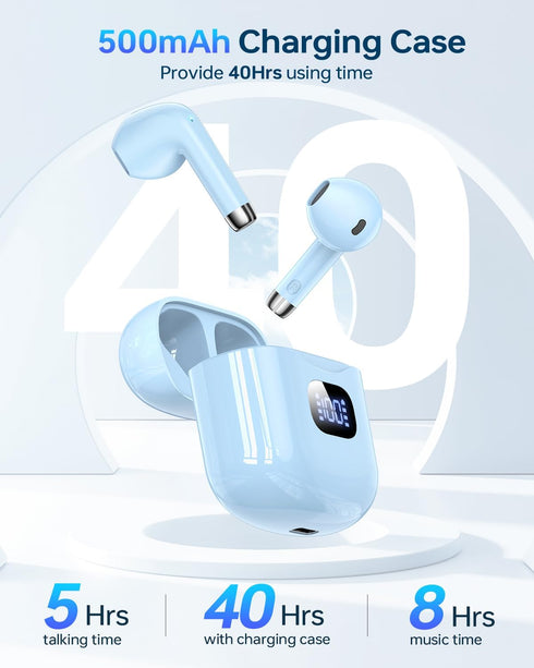 Wireless Earbuds Bluetooth 5.3 Headphones, 40Hrs Playback Stereo Ear Buds with LED Display Charging Case IPX7 Waterproof in-Ear Earphones with Mic...