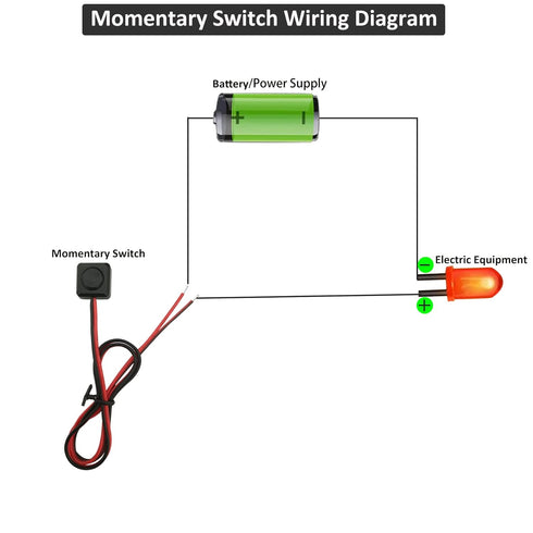 2pcs Momentary Switch 12V 24V Mini Momentary Push Button Switch, 20 Inch Prewired Mini Momentary Surface Mount Switch with Cover, Small Momentary ...