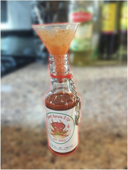 HawtSauce2Go 1.6oz bottle - Hot Sauce Kit with Food Funnel and Keychain...