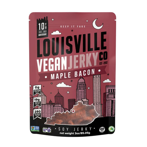 Louisville Vegan Jerky - Maple Bacon Vegan Meat - Lip-Smacking Vegan-Friendly & Vegetarian Jerky - Non-GMO Soy Protein, Gluten-Free High Protein V...