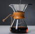 Pour Over Coffee Maker with Reusable Stainless Steel Drip Filter, Lead-Free Borosilicate Glass Coffee Carafe with Modern Wooden Collar for 1-2Cup,...