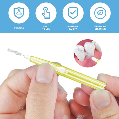 60PCS Oral Dental Hygiene Brush Tooth Cleaning Tool Soft Toothpick Interdental Brush Push-Pull Type Tooth Flossing Head for Braces...