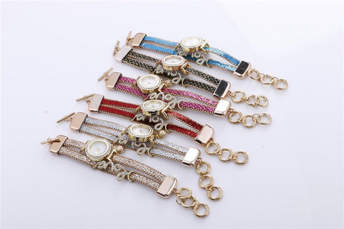 CdyBox Women Wholesale 6 pack Love Printed Bracelet Watches Set Lot Diamond Wrap Around Cuff Quartz Wrist Watch for Ladies Girls...