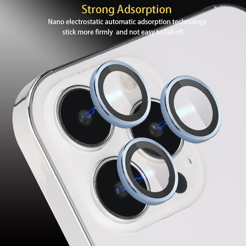 Camera Lens Protector for iPhone 13 Pro & iPhone 13 Pro Max, Tempered Glass Lens Protector Aluminum Alloy Ring Camera Cover Fits for iPhone 13 Pro...