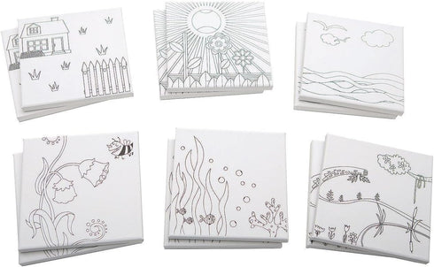 S & S Worldwide Paint-Your-Own Designer Canvas Set I, 2 each of 6 Pre-Printed Designs, Great For Kids & Adults, DIY Ready To Paint, 6-1/2" x 6-1/2...