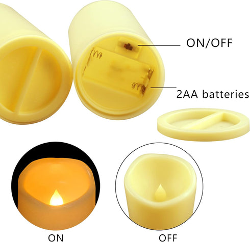 Outdoor Battery Operated Flameless Candles with Timer, Realistic Flickering Plastic Fake Electric LED Pillar Lights Waved Edge for Home Garden Wed...